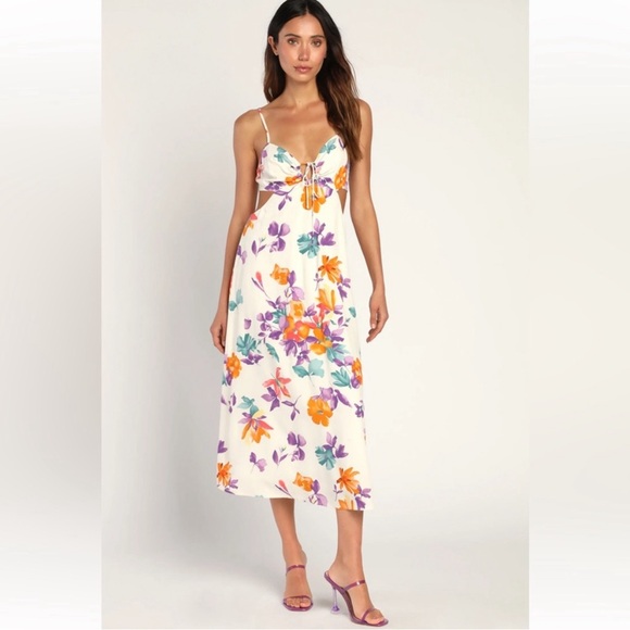 Lulus Dresses & Skirts - Lulu's Purple and White Sleeveless Sundress